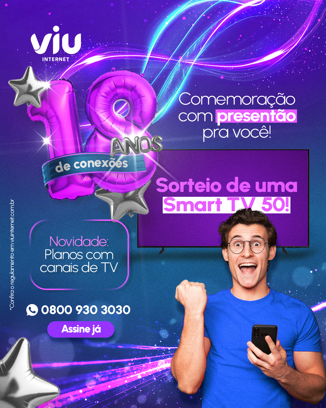 Viu Internet comemora 18 anos com promoção e novidade nos planos
